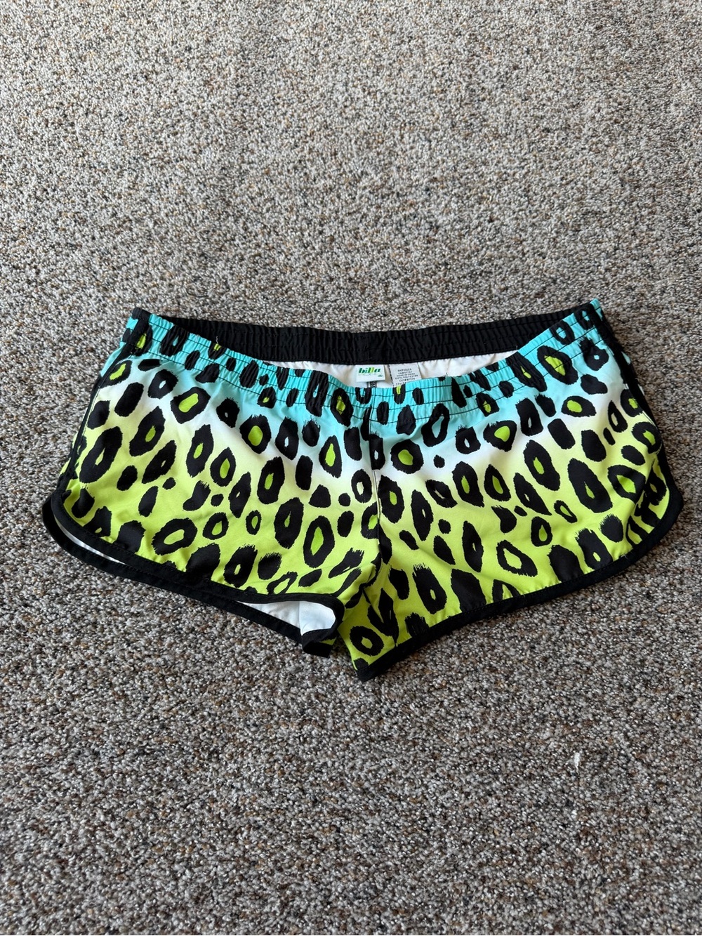 Billabong L Neon Leopard Board Shorts Y2K Surf Swim Trunks Animal Print Retro